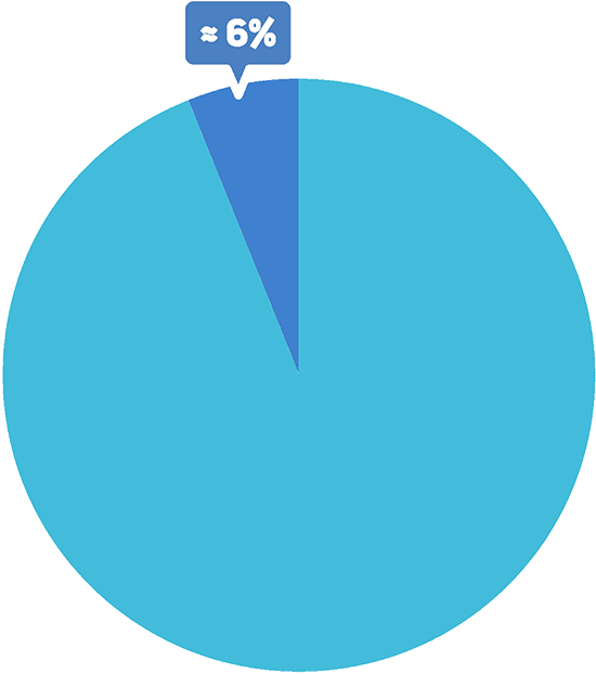 About 6% of finances go towards Income